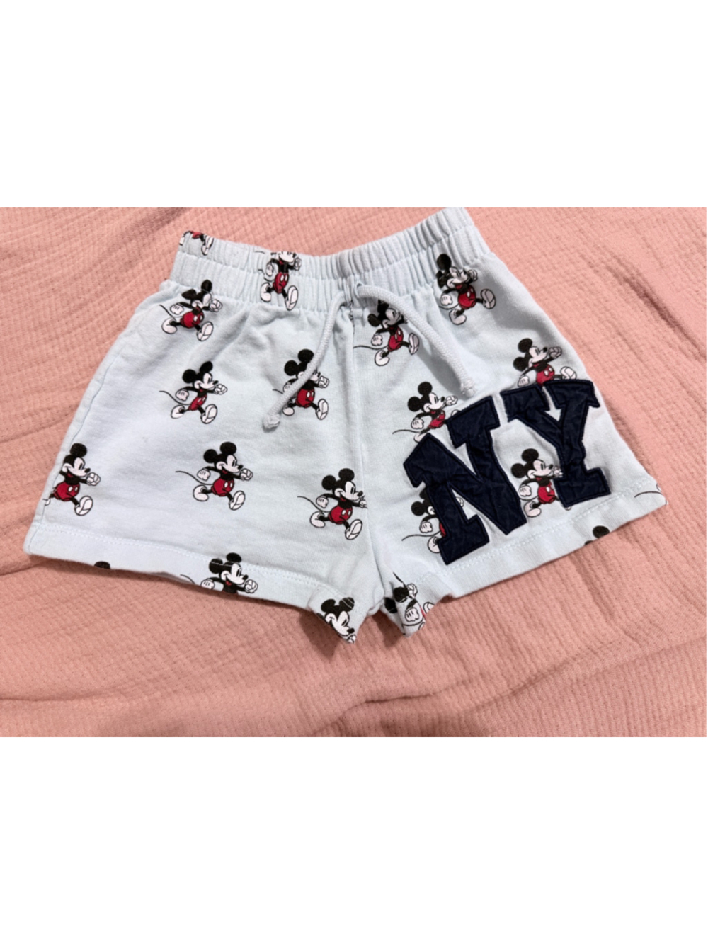 Girls ZARA Disney Mickey Mouse NY Light Blue Shorts Size 7